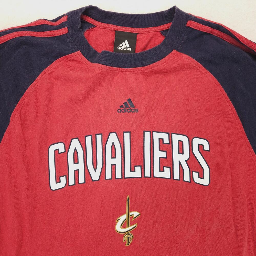 Adidas Cleveland Cavaliers Graphic Long Sleeve Basketball Shirt Mens Size L Red